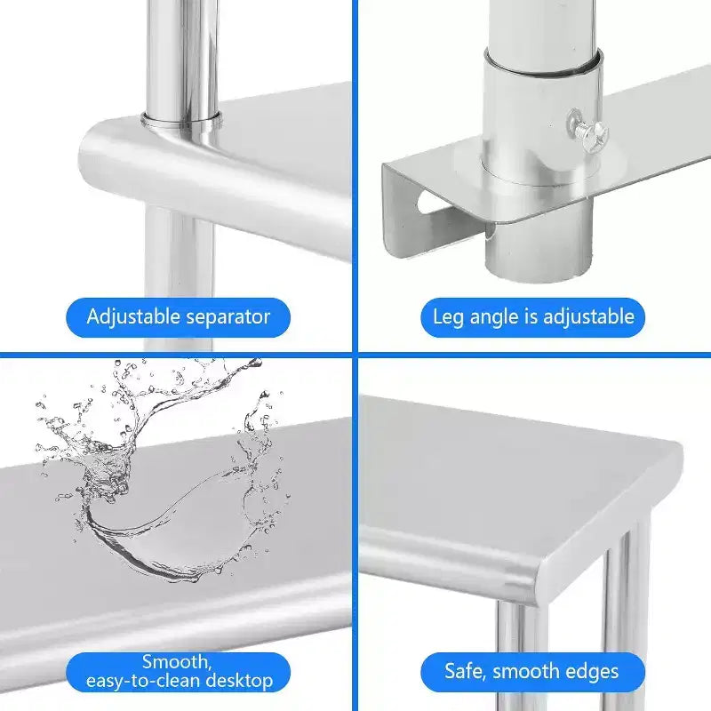 Acekool Table de Travail en Acier Inoxydable 60 NSF - Table de Préparation Commerciale avec Roulettes et Dosseret pour Cuisines