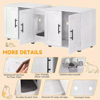 Meuble Cache Litière Acekool pour Chat, Grande Maison de Toilette Dissimulée avec Griffoir et Plateau de Rangement, 140 cm