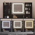 Ensemble de coiffeuse en panneaux de particules de lin blanc avec plateau en verre trempé Triamine