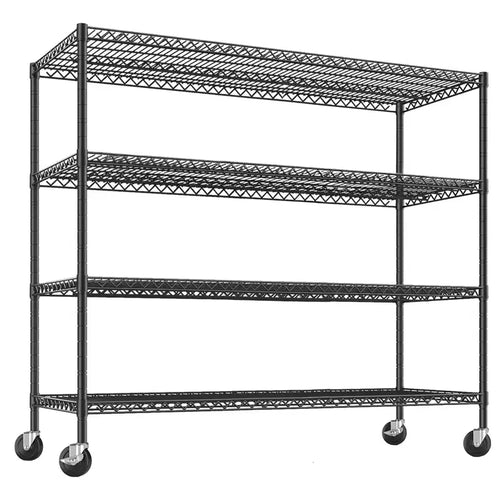 Adjustable Metal Shelf, Utility Storage Rack with Wheels, Heavy Duty Layer Rack for Laundry Restaurant Garage Pantry Kitchen Garage