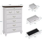 Commode 7 tiroirs style ferme rustique - Rangement à bijoux pour chambre et salon