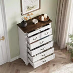 Commode 7 tiroirs style ferme rustique - Rangement à bijoux pour chambre et salon