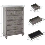 Commode 7 tiroirs style ferme rustique - Rangement à bijoux pour chambre et salon