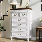 Commode 7 tiroirs style ferme rustique - Rangement à bijoux pour chambre et salon