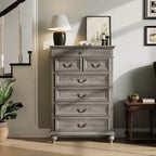 Commode 7 tiroirs style ferme rustique - Rangement à bijoux pour chambre et salon