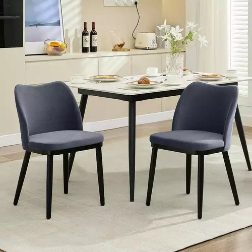 Acekool Modern Dining Chairs Set: Neutral Upholstered Seats, Wood Legs, Easy Assembly
