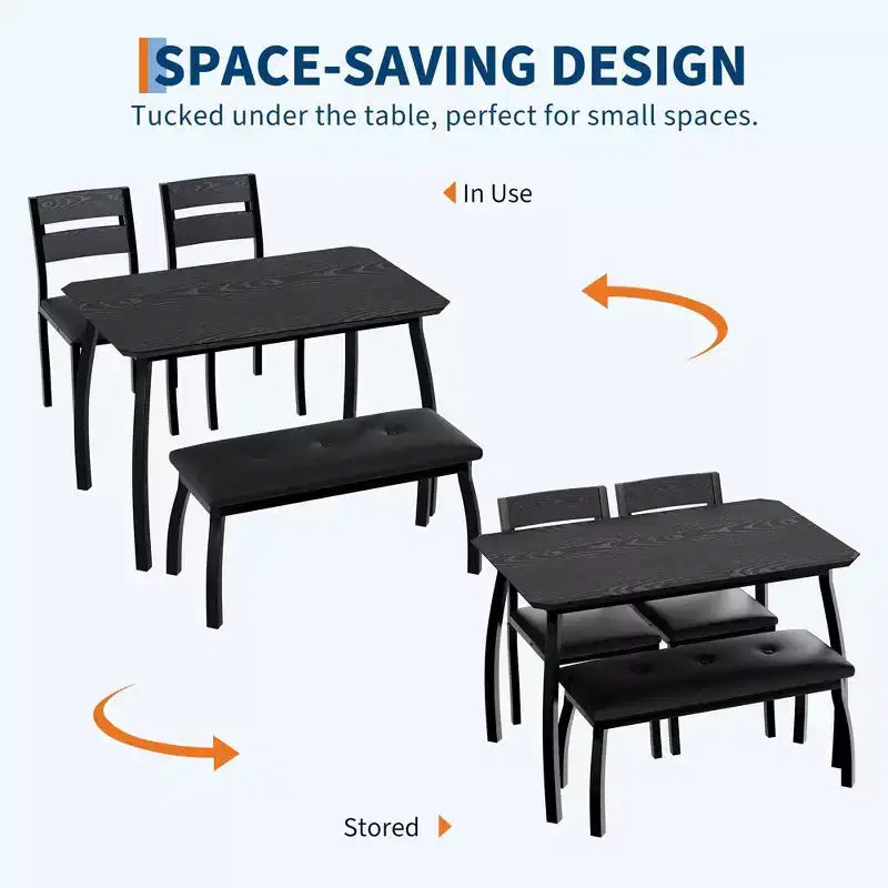 Ensemble de salle à manger Coolmee pour 4 personnes, table de cuisine avec banquette rembourrée et 2 chaises, ensemble de meubles de salle à manger 4 pièces pour petit espace, appartement