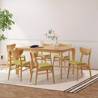 Ensemble de salle à manger 7 pièces en bois et tissu Chennault Christopher Knight Home