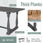 Ensemble de salle à manger 6 places avec banc, table rectangulaire et 4 chaises rembourrées pour la cuisine