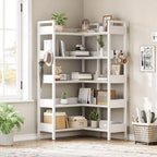 Étagère d'angle convertible à 5 niveaux, Bibliothèque industrielle en forme de L avec rangement pour la maison, le bureau et le salon