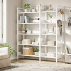 Étagère d'angle convertible à 5 niveaux, Bibliothèque industrielle en forme de L avec rangement pour la maison, le bureau et le salon