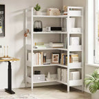 Étagère d'angle convertible à 5 niveaux, Bibliothèque industrielle en forme de L avec rangement pour la maison, le bureau et le salon
