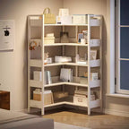 Étagère d'angle convertible à 5 niveaux, Bibliothèque industrielle en forme de L avec rangement pour la maison, le bureau et le salon