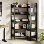 Étagère d'angle convertible à 5 niveaux, Bibliothèque industrielle en forme de L avec rangement pour la maison, le bureau et le salon
