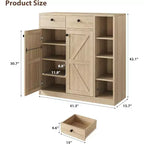 Meuble à Chaussures Acekool - Organiseur Moderne avec Portes, Étagères Réglables pour Entrée, Peut Contenir 18 à 24 Paires, Naturel