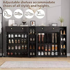 Meuble à Chaussures Acekool - Organiseur Moderne avec Portes, Étagères Réglables pour Entrée, Peut Contenir 18 à 24 Paires, Naturel
