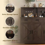 Buffet de salle à manger 59" style ferme avec portes de grange, 3 tiroirs et étagères, support pour micro-ondes, rangement moderne pour cuisine ou salle à manger