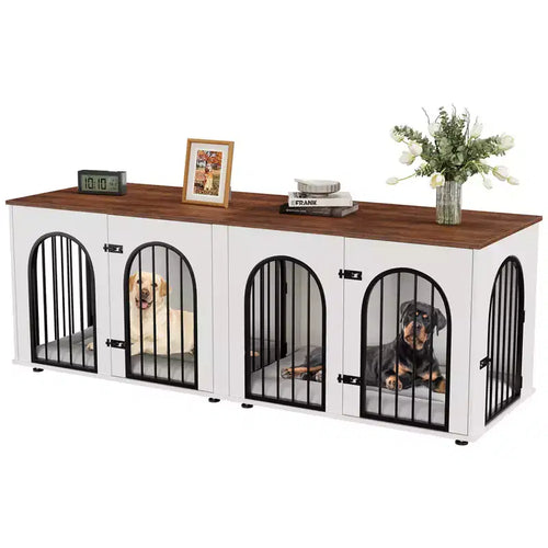 71 Meubles de cage pour chien - Niche double avec séparateur, niche en bois et meuble TV pour grands chiens