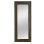 Miroir pleine longueur rectangulaire marron à bords larges en bois massif de 58x24 pouces, à angle droit et creux (sans support)