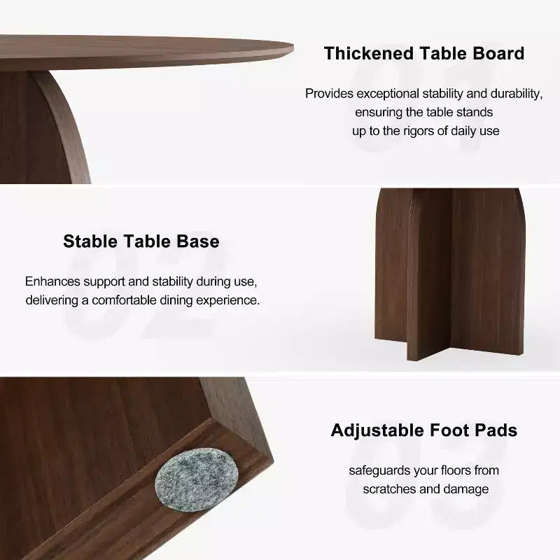 PexFix Table à manger ronde en bois massif de 59 x 59 cm avec finition noyer et pieds arqués élégants pour salles à manger et cuisines modernes