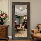 71x31 inch Solid Wood Right Angled Rectangular Used Brown Full-length Mirror (without Bracket)