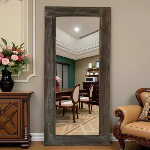 71x31 inch Solid Wood Right Angled Rectangular Used Brown Full-length Mirror (without Bracket)