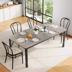 Grande table à manger industrielle de 198 cm pour 6 personnes avec pieds en métal robustes et coins chanfreinés pour salle à manger, cuisine et salon