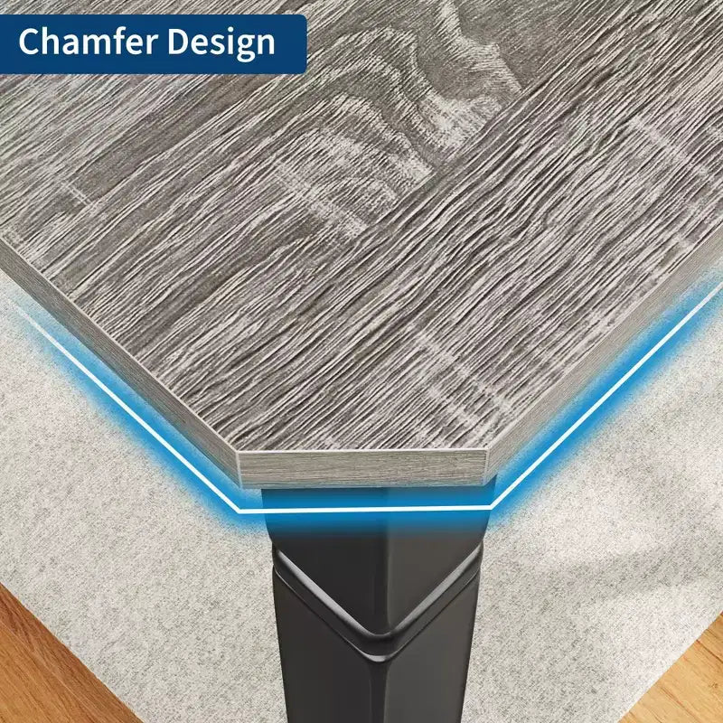 Grande table à manger industrielle de 198 cm pour 6 personnes avec pieds en métal robustes et coins chanfreinés pour salle à manger, cuisine et salon