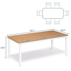 Grande table à manger industrielle de 198 cm pour 6 personnes avec pieds en métal robustes et coins chanfreinés pour salle à manger, cuisine et salon