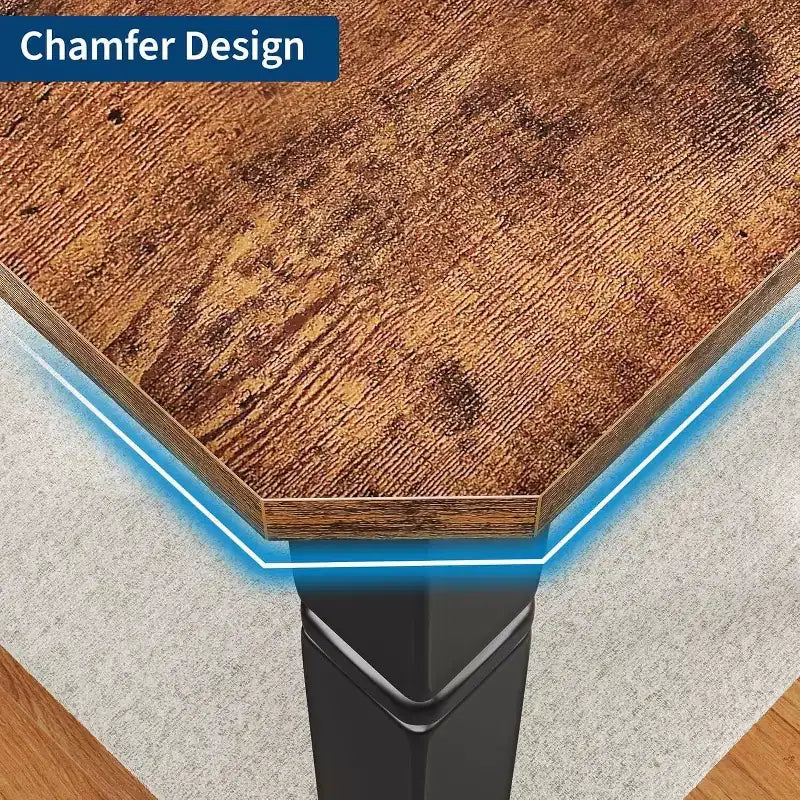 Grande table à manger industrielle de 198 cm pour 6 personnes avec pieds en métal robustes et coins chanfreinés pour salle à manger, cuisine et salon