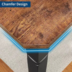 Grande table à manger industrielle de 198 cm pour 6 personnes avec pieds en métal robustes et coins chanfreinés pour salle à manger, cuisine et salon