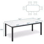 Grande table à manger industrielle de 198 cm pour 6 personnes avec pieds en métal robustes et coins chanfreinés pour salle à manger, cuisine et salon