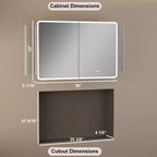 Armoire à pharmacie miroir à LED, montage en saillie ou encastré, éclairage à intensité variable 3 couleurs, anti-buée, USB et prise de courant