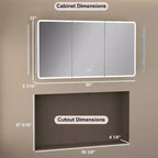 Armoire à pharmacie miroir à LED, montage en saillie ou encastré, éclairage à intensité variable 3 couleurs, anti-buée, USB et prise de courant