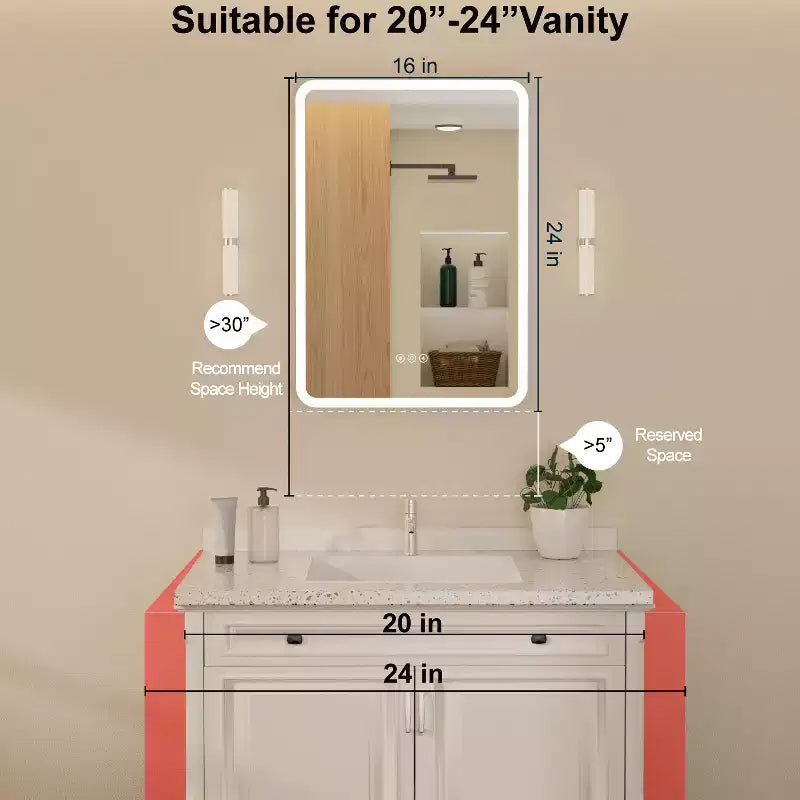 Armoire à pharmacie miroir à LED, montage en saillie ou encastré, éclairage à intensité variable 3 couleurs, anti-buée, USB et prise de courant