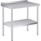 Table de préparation Acekool 36 x 24 en acier inoxydable avec crédence, étagère inférieure réglable et 4 roulettes, table de travail de qualité commerciale