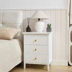 TYBOATLE White 3 Drawer Nightstand, Wood Night Stands Side Table With Extra-large Storage Space for Living Room, Bedroom