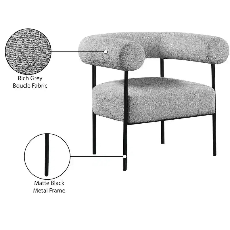 Meridian Furniture, fauteuil d'appoint Blake en tissu bouclette