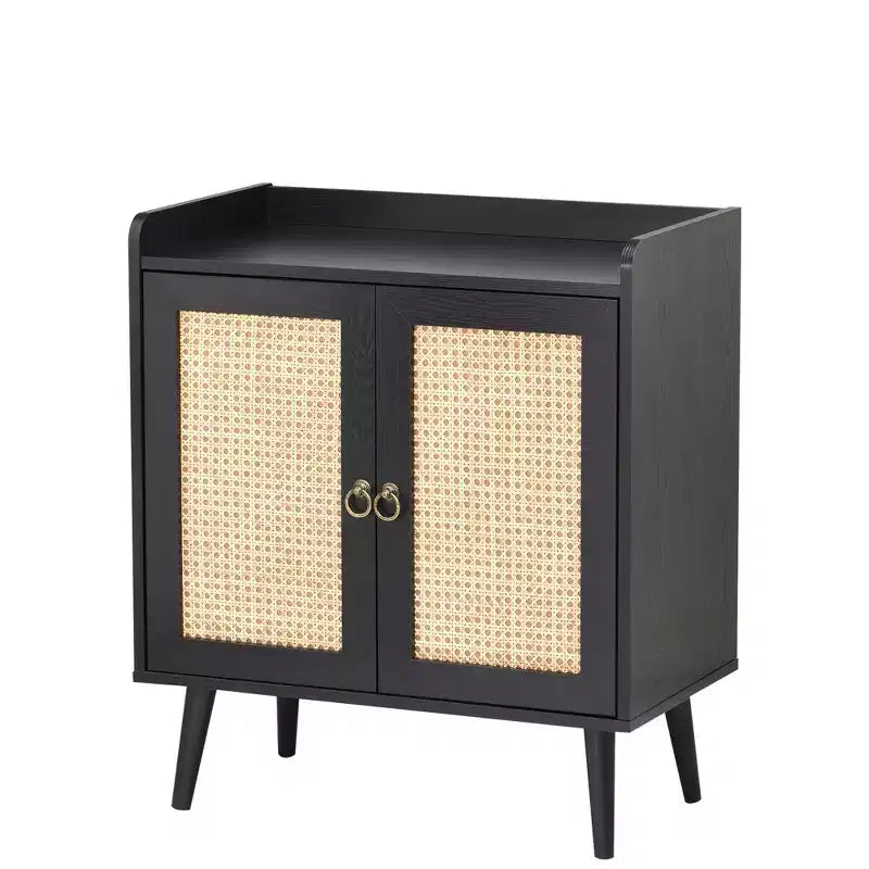 MAYEERTY 59x15x31 Pouces Buffet/Bar à Liqueur Noir en Rotin Pour Salle à Manger ou Couloir