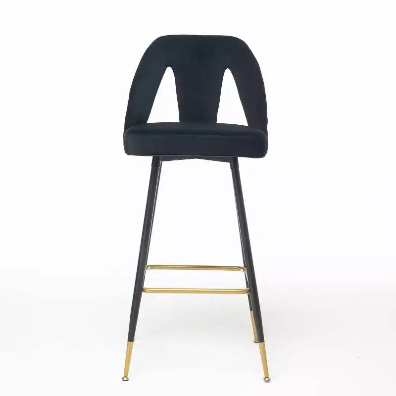 Tabourets de bar en velours avec dossier et repose-pieds, chaises d'îlot de cuisine modernes rembourrées, tabourets de comptoir à coussin large pour bar café, lot de 2