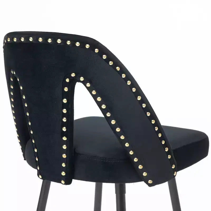 Tabourets de bar en velours avec dossier et repose-pieds, chaises d'îlot de cuisine modernes rembourrées, tabourets de comptoir à coussin large pour bar café, lot de 2