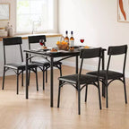 Table et chaises de cuisine, ensemble de table de salle à manger pour 4 avec chaises rembourrées, ensemble de table de cuisine en métal et bois, table à manger rectangulaire
