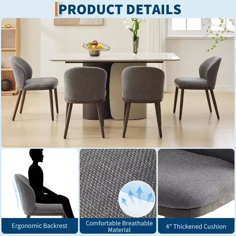 Acekool Chaises de salle à manger (lot de 2) avec pieds en bois, dossier ergonomique et capacité de 120 kg pour cuisine et salle à manger
