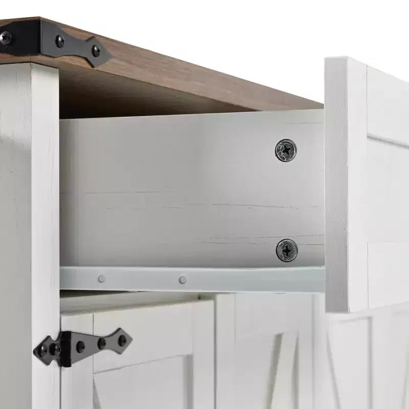 MAYEERTY Îlot de cuisine avec prise de courant, abattant, porte-épices et tiroir à roulettes pour cuisine, salle à manger, blanc