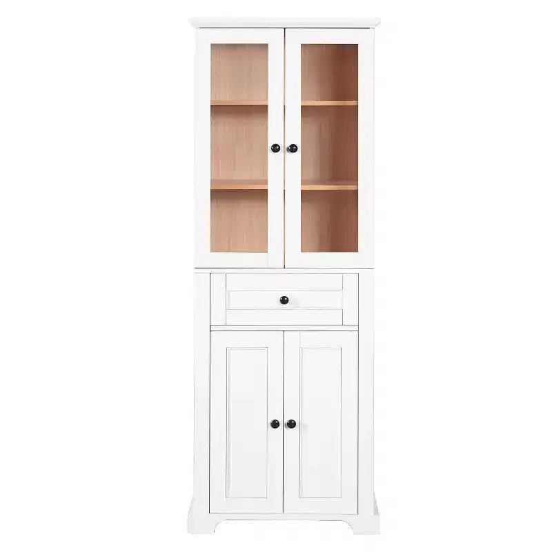 Meuble de rangement haut de salle de bain Whisen 67.2 avec portes en verre trempé, étagères réglables et tiroir, fermeture en douceur