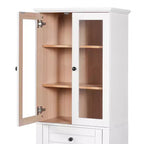 Meuble de rangement haut de salle de bain Whisen 67.2 avec portes en verre trempé, étagères réglables et tiroir, fermeture en douceur