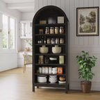 Fulvari 71 Armoire de cuisine bombée, bibliothèque autoportante à 7 niveaux avec étagères réglables, étagère de rangement ouverte en bois