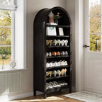 Fulvari 71 Armoire de cuisine bombée, bibliothèque autoportante à 7 niveaux avec étagères réglables, étagère de rangement ouverte en bois