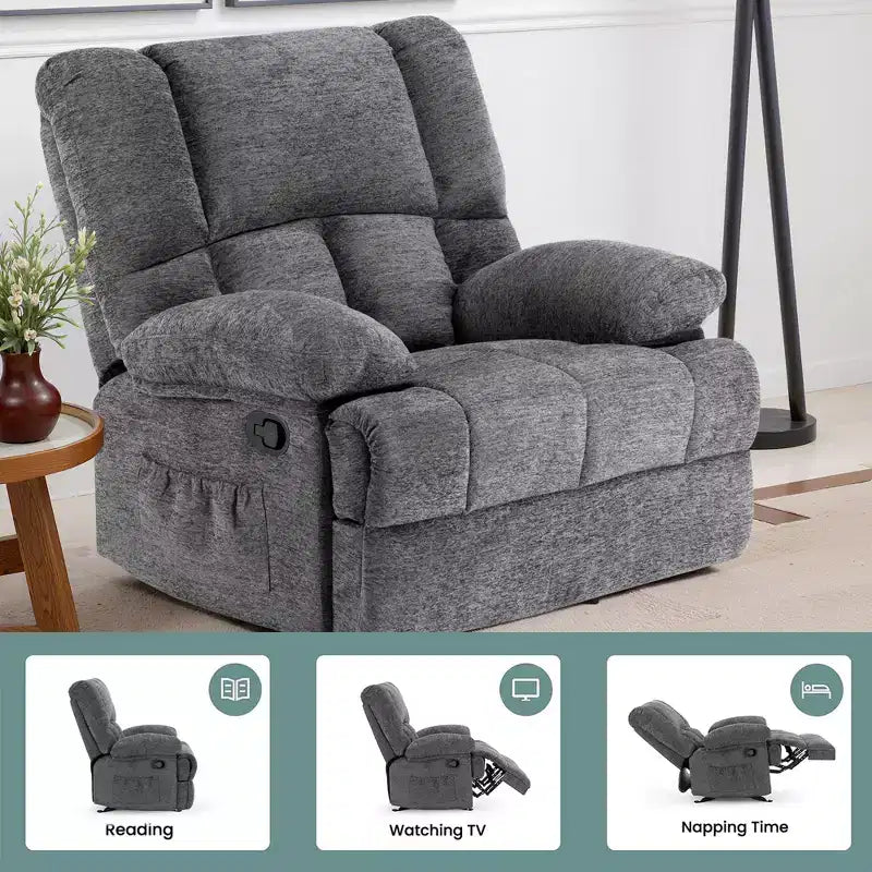 Fauteuil inclinable à bascule surdimensionné MAYEERTY Limestone pour salon