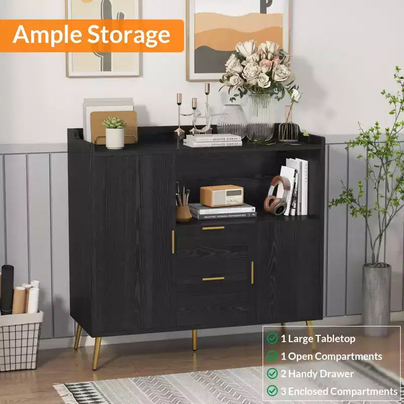 Meuble buffet, Buffet de rangement moderne, Meuble d'appoint avec tiroirs et portes, Console avec portes et étagères